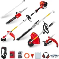 BU-KO 52cc Long Reach Petrol Multi Functional Garden Tool: Strimmer, Hedge Trimmer, Pruner Chainsaw, 1m Extension Pole