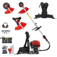 BU-KO 52cc Backpack Petrol Strimmer Garden Tool Including: String Trimmer, Brush Cutter with 3T Blade and 40T Blade Weed Brush Cut