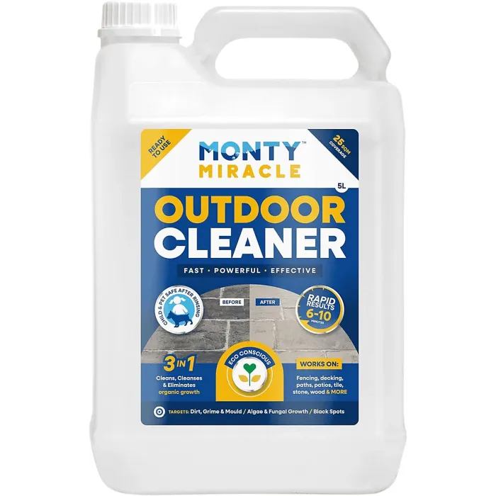 Monty Miracle Fast Patio Cleaner - 5 Litre Outdoor & Garden Surface Cleaner for Patio, Decking, Fencing, Stone, Concrete & Many