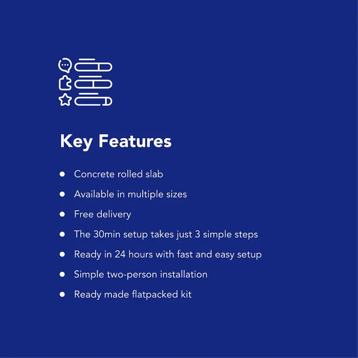 DEPLOY Concrete InstaSlab 2.5m x 3m ( 8ft x 10ft ) Instant Concrete Foundation Slab (W) 250 cm x (L) 300 cm - Ready made Kit
