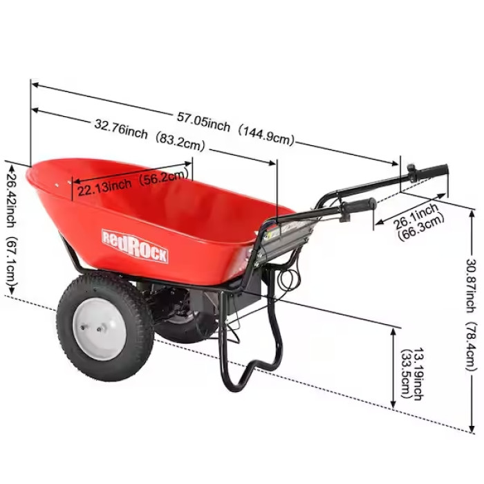330 lb. 4 cu. ft. 180W 24V DC Electric Powered Metal Garden Cart for Lawn