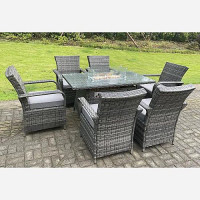 Derby 6 Seater Rattan Garden Set with Fire Pit (Without Rain Cover)