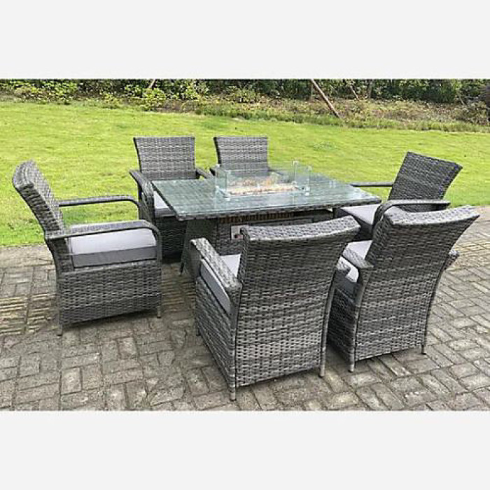 Derby 6 Seater Rattan Garden Set with Fire Pit (Without Rain Cover)