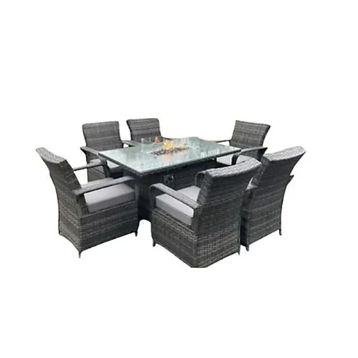 Derby 6 Seater Rattan Garden Set with Fire Pit (Without Rain Cover)