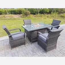 Derby 4 Seater Rattan Garden Set with Fire Pit (Without Rain Cover)