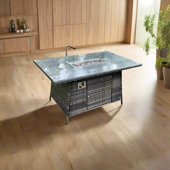 Norwich Rattan Garden Fire Pit Dining Table (Without Rain Cover)