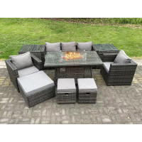 Sloane Wicker PE Rattan Garden Furniture Set With Fire Pit (Without Rain Cover)