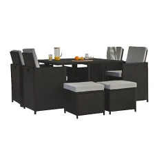 Ralph Cube Rattan Garden Furniture Set 8 Seater (Black)