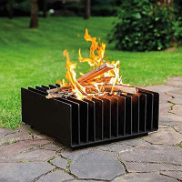Erizo Freestanding Square Black Garden Fire Bowl Outdoor Firepit 60cm