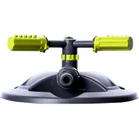 Green 3-Arm Rotating Lawn Sprinkler - Quick Click Connection, Adjustable Spray, Sturdy Base for Easy Watering