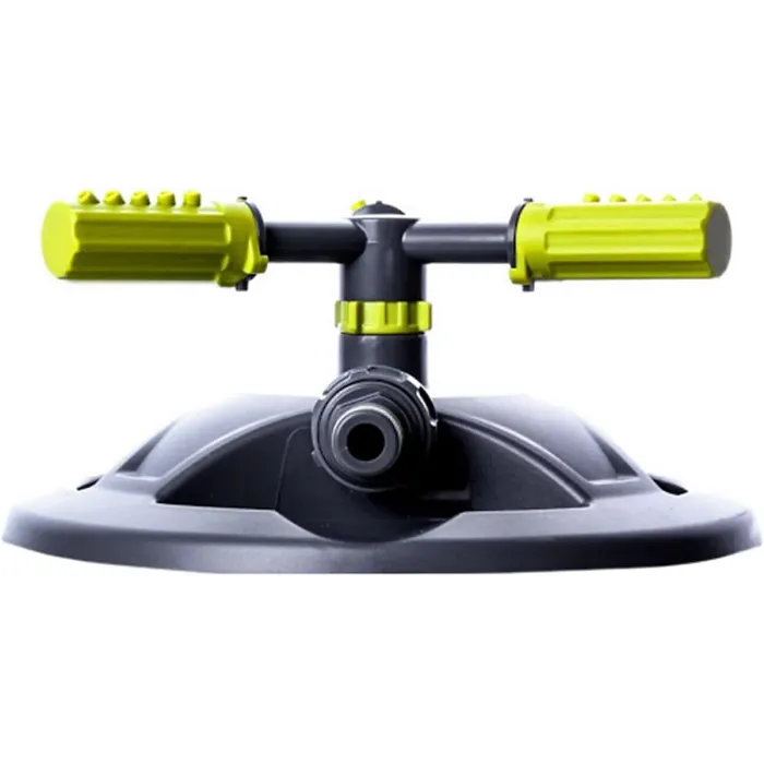 Green 3-Arm Rotating Lawn Sprinkler - Quick Click Connection, Adjustable Spray, Sturdy Base for Easy Watering