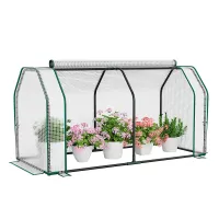 Costway Portable Greenhouse w/ Roll-Up Zippered Door Indoor Outdoor Green Hot House