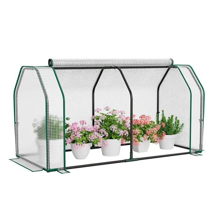 Costway Portable Greenhouse w/ Roll-Up Zippered Door Indoor Outdoor Green Hot House