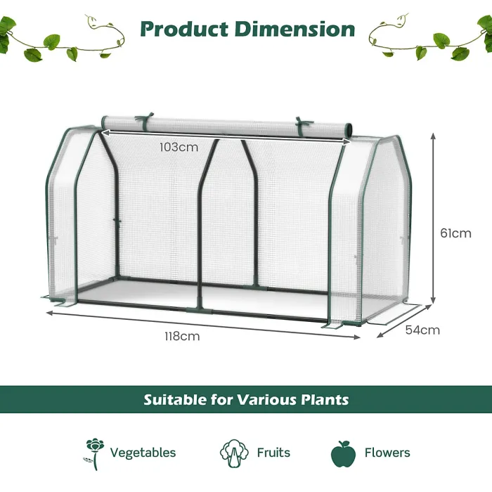 Costway Portable Greenhouse w/ Roll-Up Zippered Door Indoor Outdoor Green Hot House