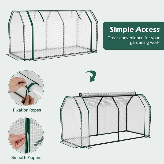 Costway Portable Greenhouse w/ Roll-Up Zippered Door Indoor Outdoor Green Hot House
