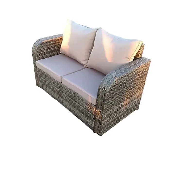 Dark Grey Mix PE Wicker Rattan Garden Furniture Set Sofa Set Reclining Adjustable Chair 4 Seater