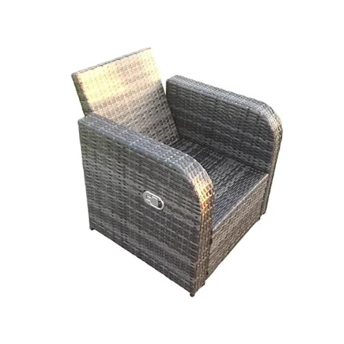 Dark Grey Mix PE Wicker Rattan Garden Furniture Set Sofa Set Reclining Adjustable Chair 4 Seater