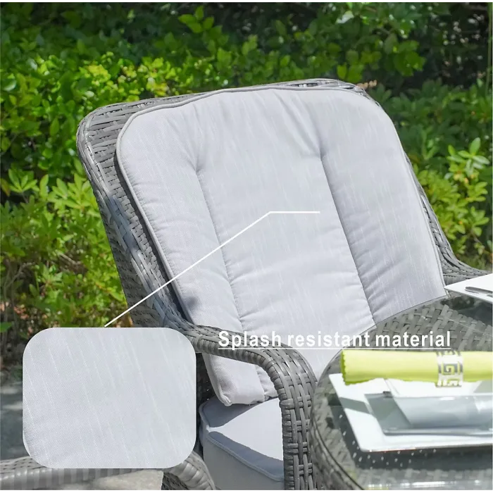 Abrihome 6-Seater Aluminum Round Dining Table Set With Rotating Glass Tray and UV-Resistant PE Wicker D135xH72cm,Grey