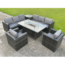 Outdoor Rattan Corner Furniture Set with Table - Dark Grey 8-Seater