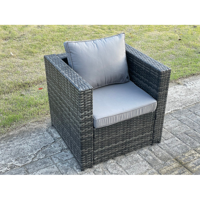 Outdoor Rattan Corner Furniture Set with Table - Dark Grey 8-Seater