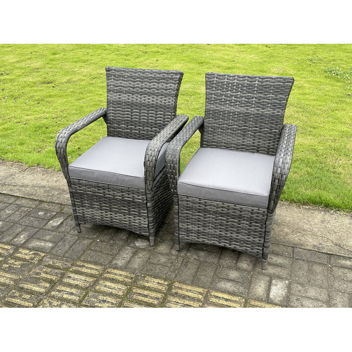 Rattan Garden Furniture Dining Chairs 6 Seater with Rectangular Table