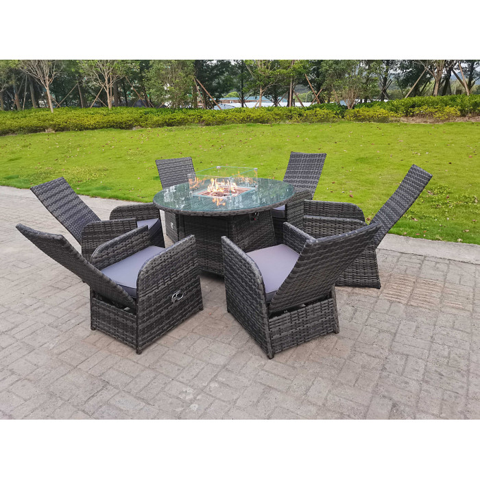 Rattan Garden Furniture Round Dining Table and Chairs 6 Seater Plus Round Table