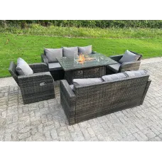 Rattan Outdoor Furniture Rectangle Dining Table Adjustable Reclining Chair 3 Seater Sofa Sets 8 Seater