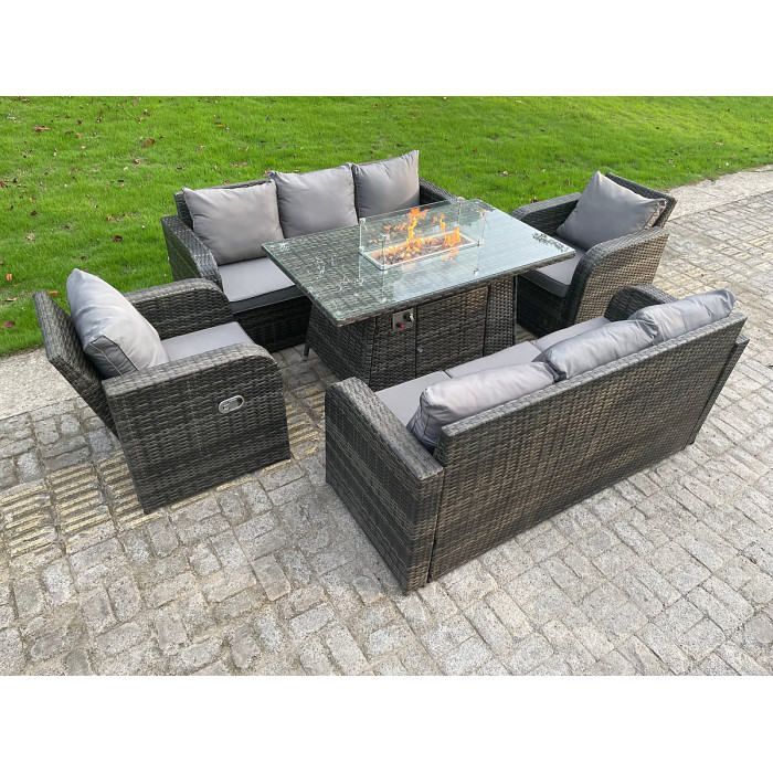 Rattan Outdoor Furniture Rectangle Dining Table Adjustable Reclining Chair 3 Seater Sofa Sets 8 Seater