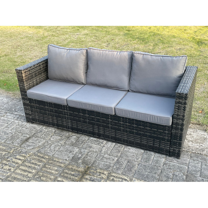 Outdoor Rattan Garden Furniture High Back Sofa Set Dining Table 2 Reclining Chairs 2-Seater Love Sofa Footstools 8 Seater