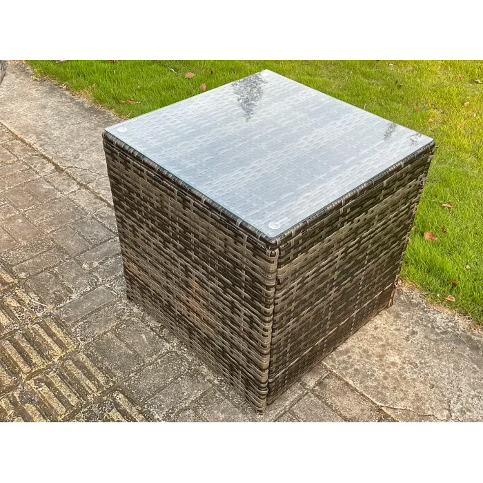 Outdoor Rattan Garden Corner Furniture Table Sets Heater Lounge Chair Small Footstool Dark Grey 9 Seater