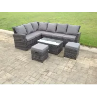 8-Seater Grey Rattan Outdoor Sofa Set - Includes Coffee Table And Armchairs