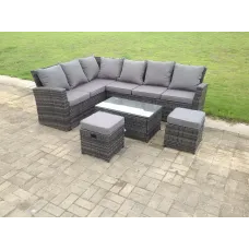 8-Seater Grey Rattan Outdoor Sofa Set - Includes Coffee Table And Armchairs
