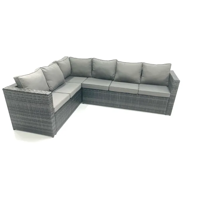 6-Seater Outdoor Lounge Rattan Corner Sofa Set with Small Footstools And Rectangular Table