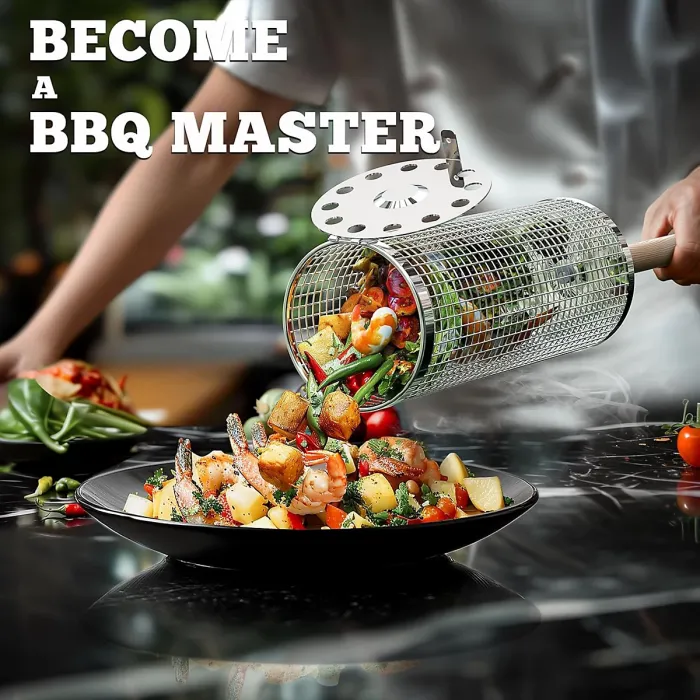 Nesting Grill Basket Set, 304 Stainless Steel, Removable Handle, for Vegetables, Shrimp, Camping