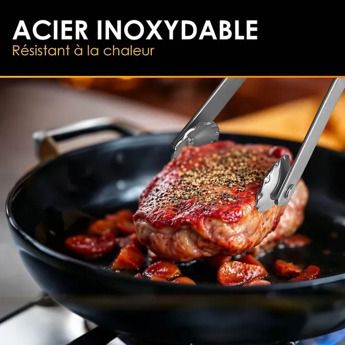 40cm BBQ Tongs, 304 Stainless Steel, Meat Tongs for Barbecue