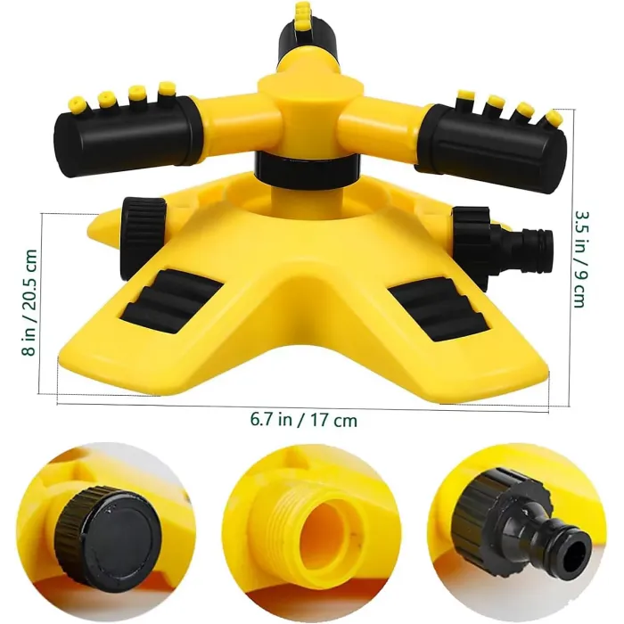 360 Degree Rotating Automatic Watering Head for Nursery, Three-pronged Sprinkler, Tandem Watering Device