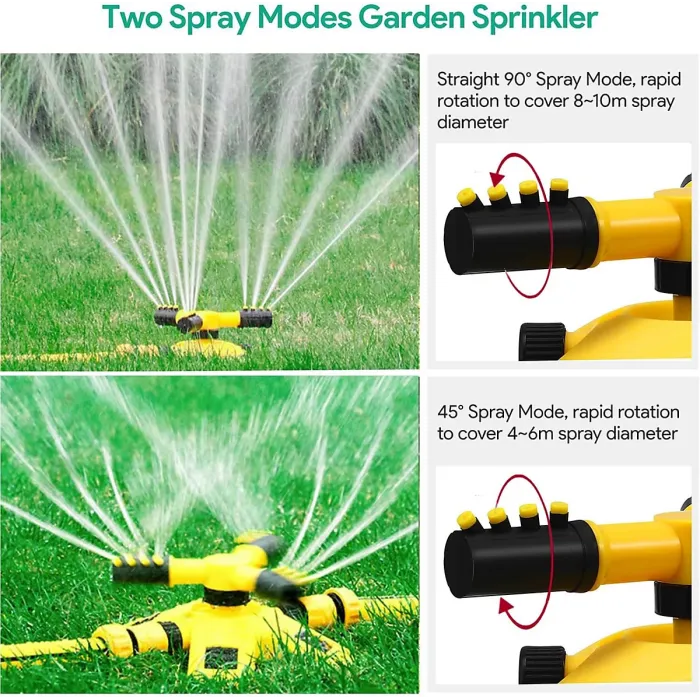 360 Degree Rotating Automatic Watering Head for Nursery, Three-pronged Sprinkler, Tandem Watering Device
