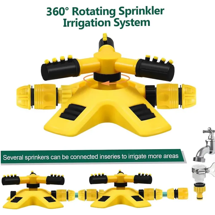 360 Degree Rotating Automatic Watering Head for Nursery, Three-pronged Sprinkler, Tandem Watering Device