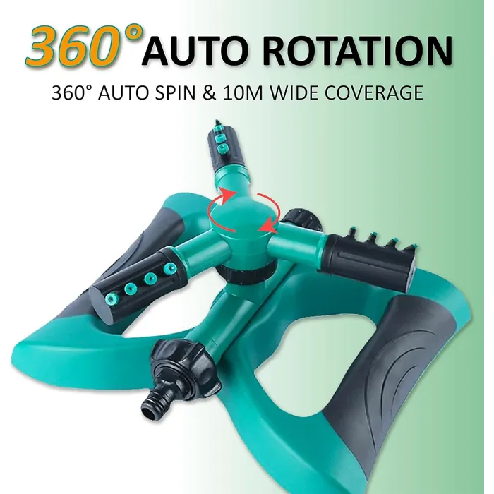 360 degrees Automatic Rotating Garden Sprinkler,6-33ft Wide Lawn Sprinkler,Green Butterfly Base Can Be Connected to a Spray System