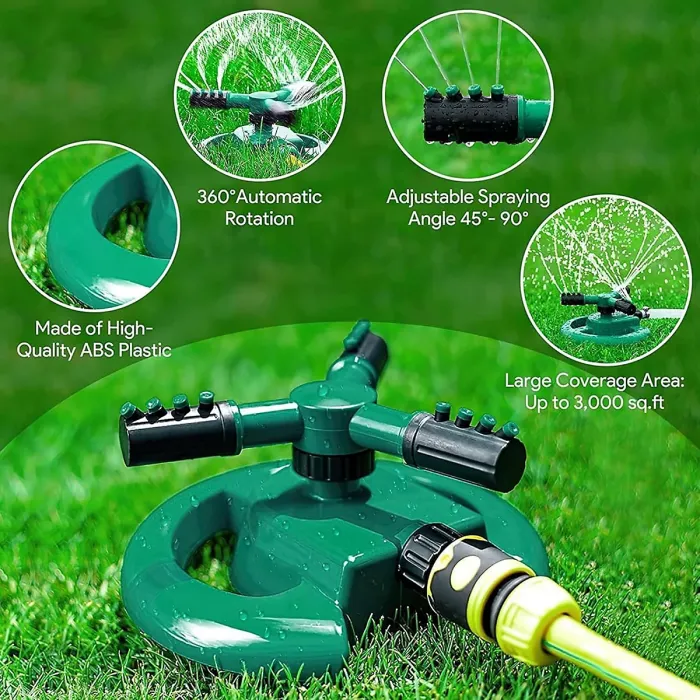 360 degrees Rotating Lawn Sprinkler3/4" Quick Connect Garden Sprinkler Automatic Rotating Sprinkler for Large Area Watering System
