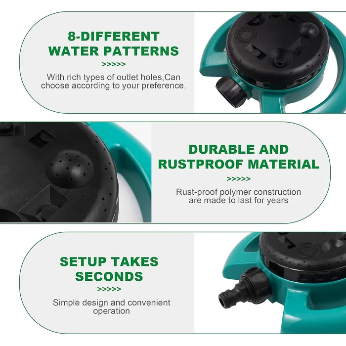 8-Mode Garden Sprinkler, Turret Sprinkler, Multi-Purpose Garden Sprinkler for Small Areas, Suitable for Plant Irrigation