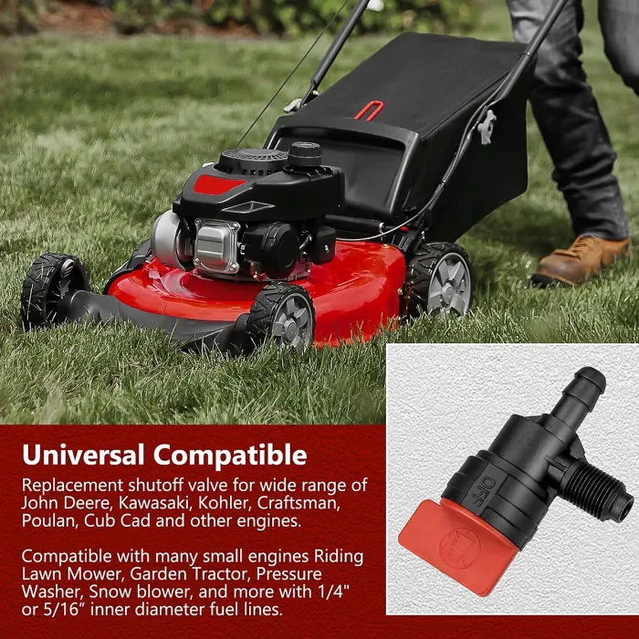 Fuel Shutoff Valve 399517, 396224, 698182 for Briggs & Stratton, 1/4" ID Fuel Line, Durable, No Filter