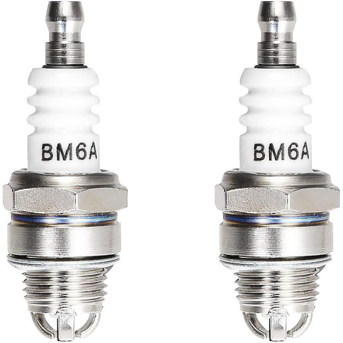 2-Pack BM6A 3-Electrode Spark Plugs, Replaces M7/L7T/CJ8, Durable for Lawn Mowers and Small Engines