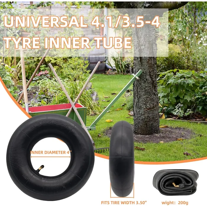 2-Pack 4.10/3.50-4 Inner Tubes, Heavy Duty, Curved Bar, for Lawn Mowers, 4" Carts, Golf Carts, Durable Replacement