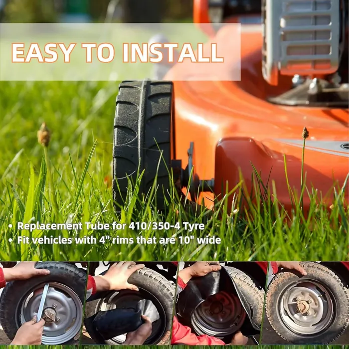 2-Pack 4.10/3.50-4 Inner Tubes, Heavy Duty, Curved Bar, for Lawn Mowers, 4" Carts, Golf Carts, Durable Replacement