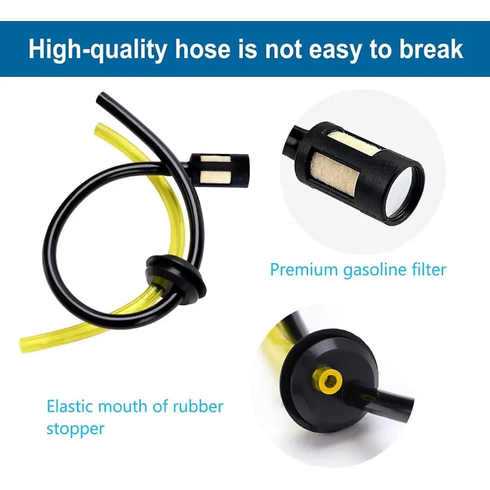 2-Set Universal Fuel Filter Kit, Rubber Hose, Primer Bulb, Tank Seal, for Grass Trimmers & Brush Cutters, Durable