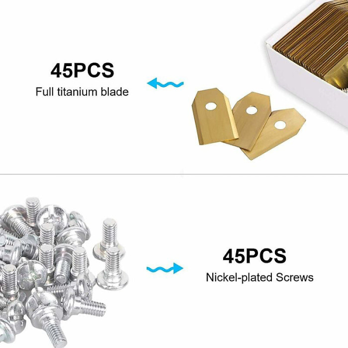 45 Pcs Titanium Trimmer Blades for Husqvarn/Automower/Yardforce/Gardena, 105, 310, 315, 320, 420, 430x, R40i