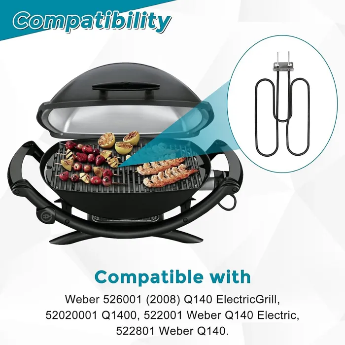 66631 Heating Element for Weber Q140 Electric Grill Q1400, 2200 W, stainless steel