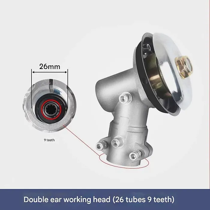 Lawn Mower Gearbox, Lawn Mower Angle Gearbox, Double Ear Gear Head for Lawn Mower Parts, Garden Tool Accessories (26mm, 9 Teeth)