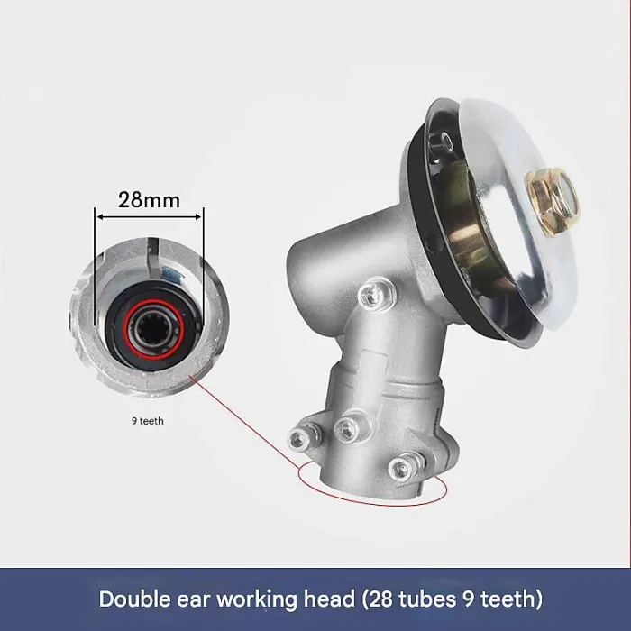 Lawn Mower Gearbox, Lawn Mower Angle Gearbox, Double Ear Gear Head for Lawn Mower Parts, Garden Tool Accessories (28mm, 9 Teeth)